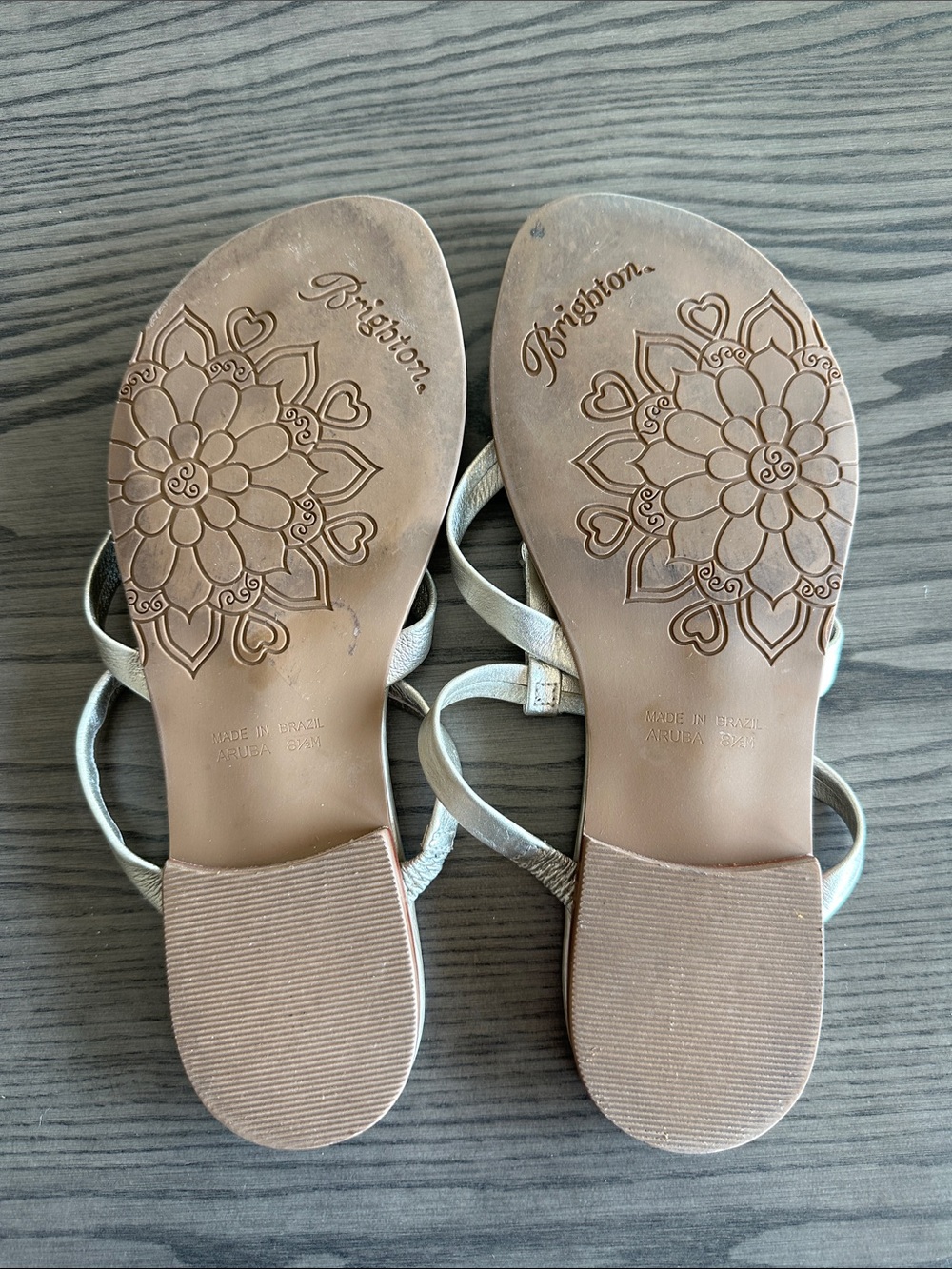 Brighton Champagne Metallic T-Strap Jeweled Sandals - Women's - Picture 3 of 3